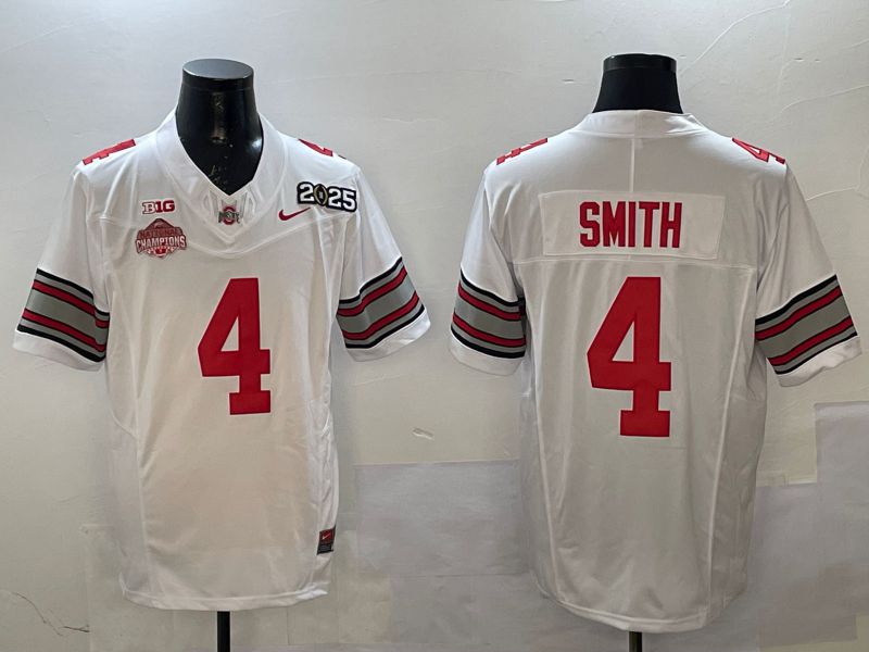 Men Ohio State Buckeyes #4 Smith White Three generations Nike 2025 NCAA Jersey